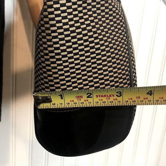 COACH Legacy Black White Jacquard and Leather Color Block Shoulder Bag - Picture 12 of 17